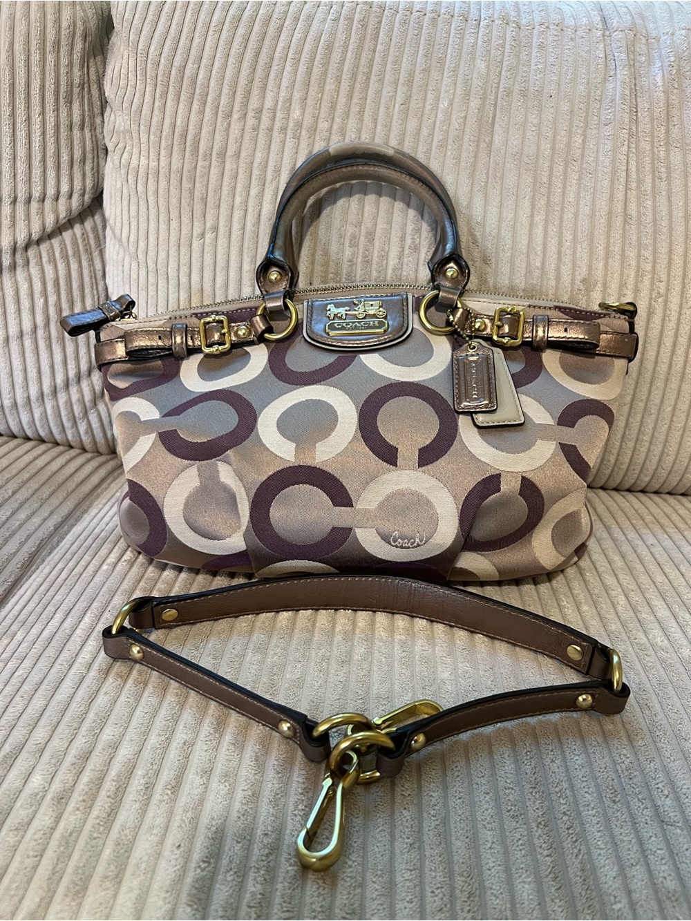 Coach Signature C Small Satchel in Taupe and Plum
